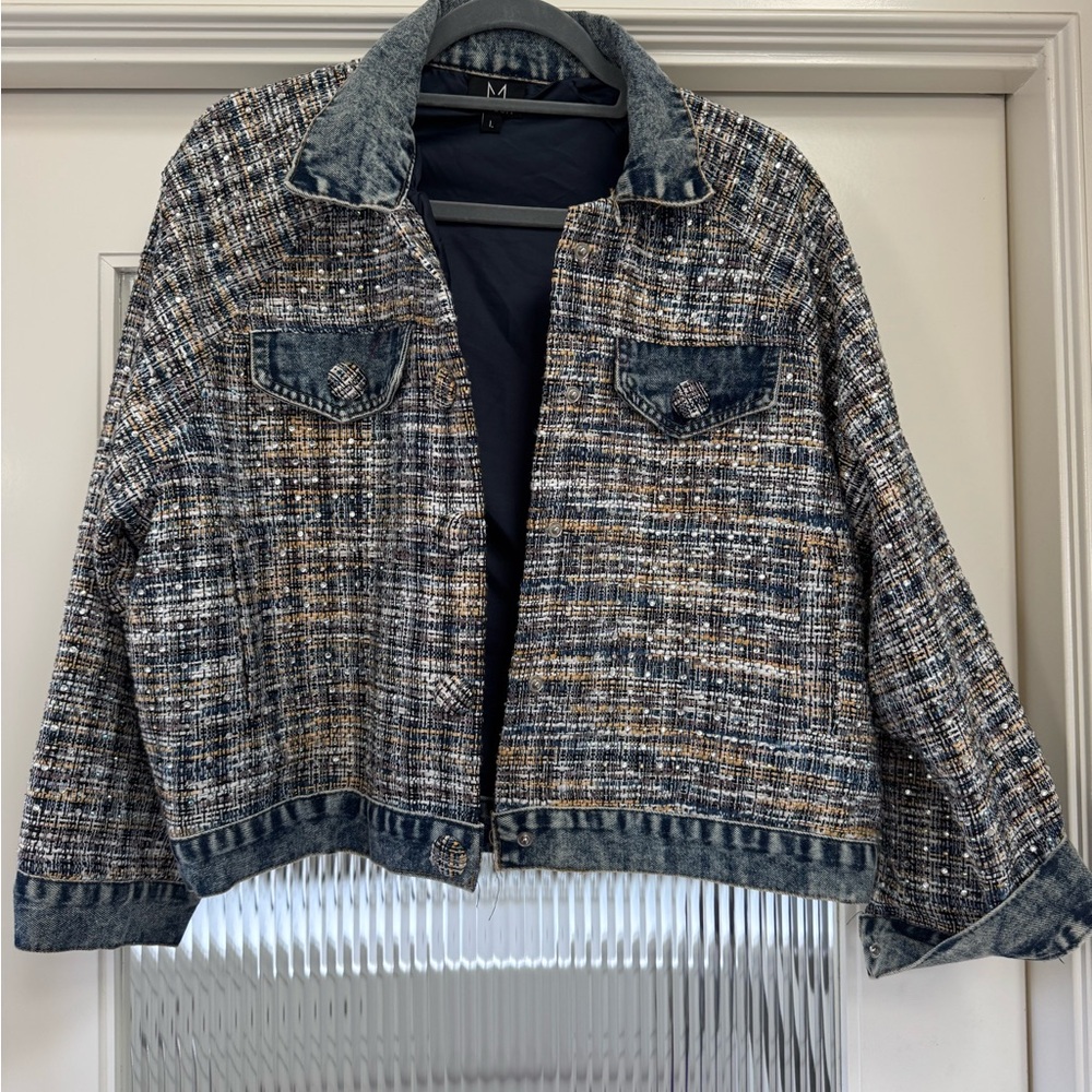 Stylish Tweed and Denim Women's Jacket